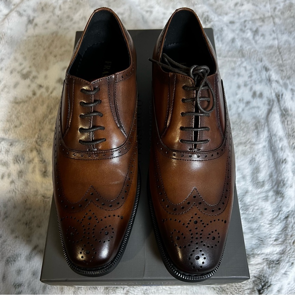 New Men’s Brown Leather Oxford Dress Shoes sz 7 / 38 - Picture 6 of 13